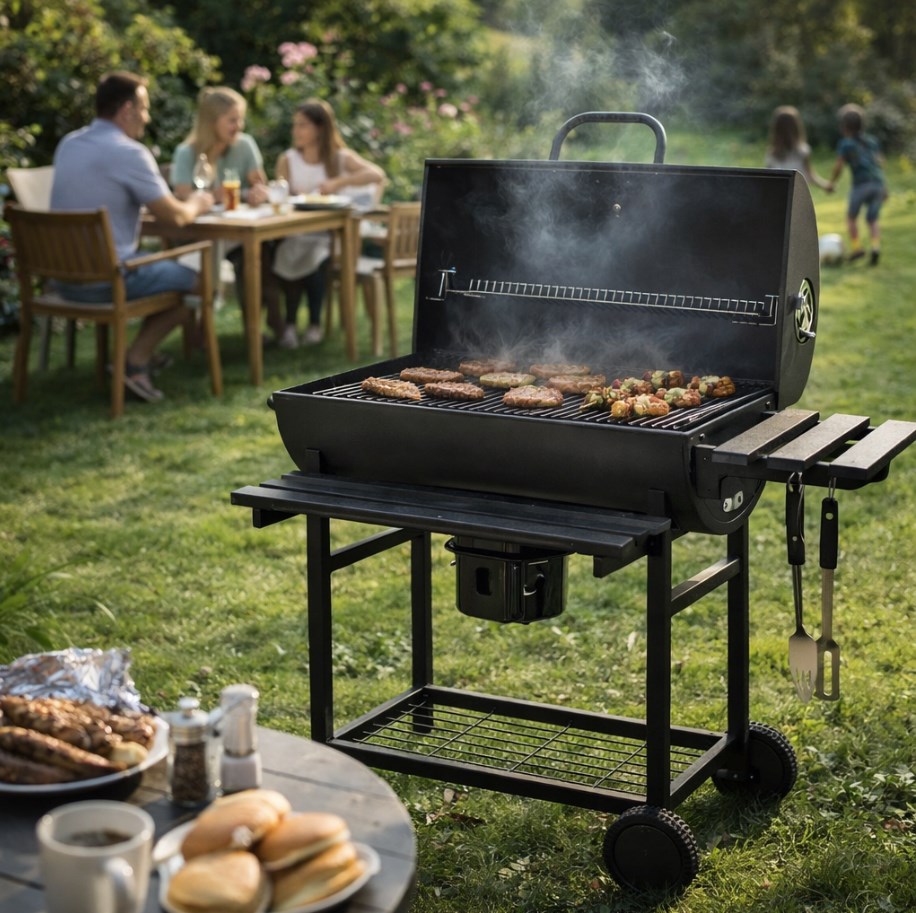 Grill węglowy LANDGRAFF PROSMOKER duży zamykany grill ogrodowy z termometrem półkami i popielnikiem